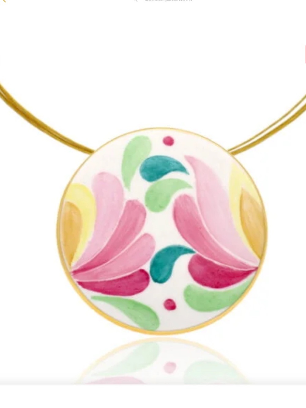 ZEMA hand-painted porcelain Pendant Necklace and Earrings set